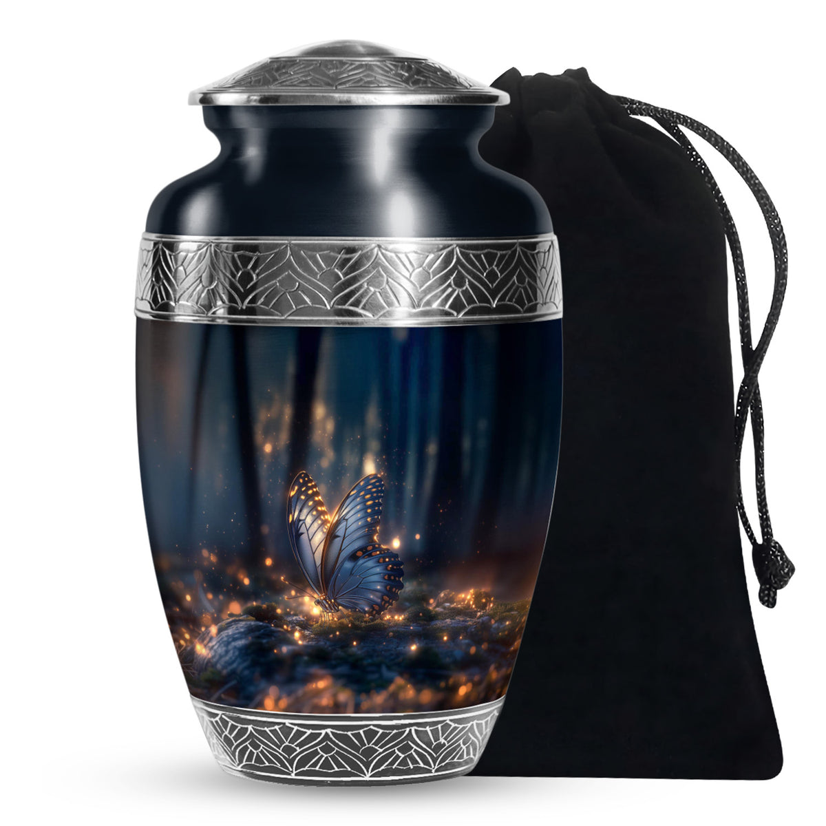 Mystic Grey Butterfly Urn For Mom And Dad - Funeral Urn For Loved Ones