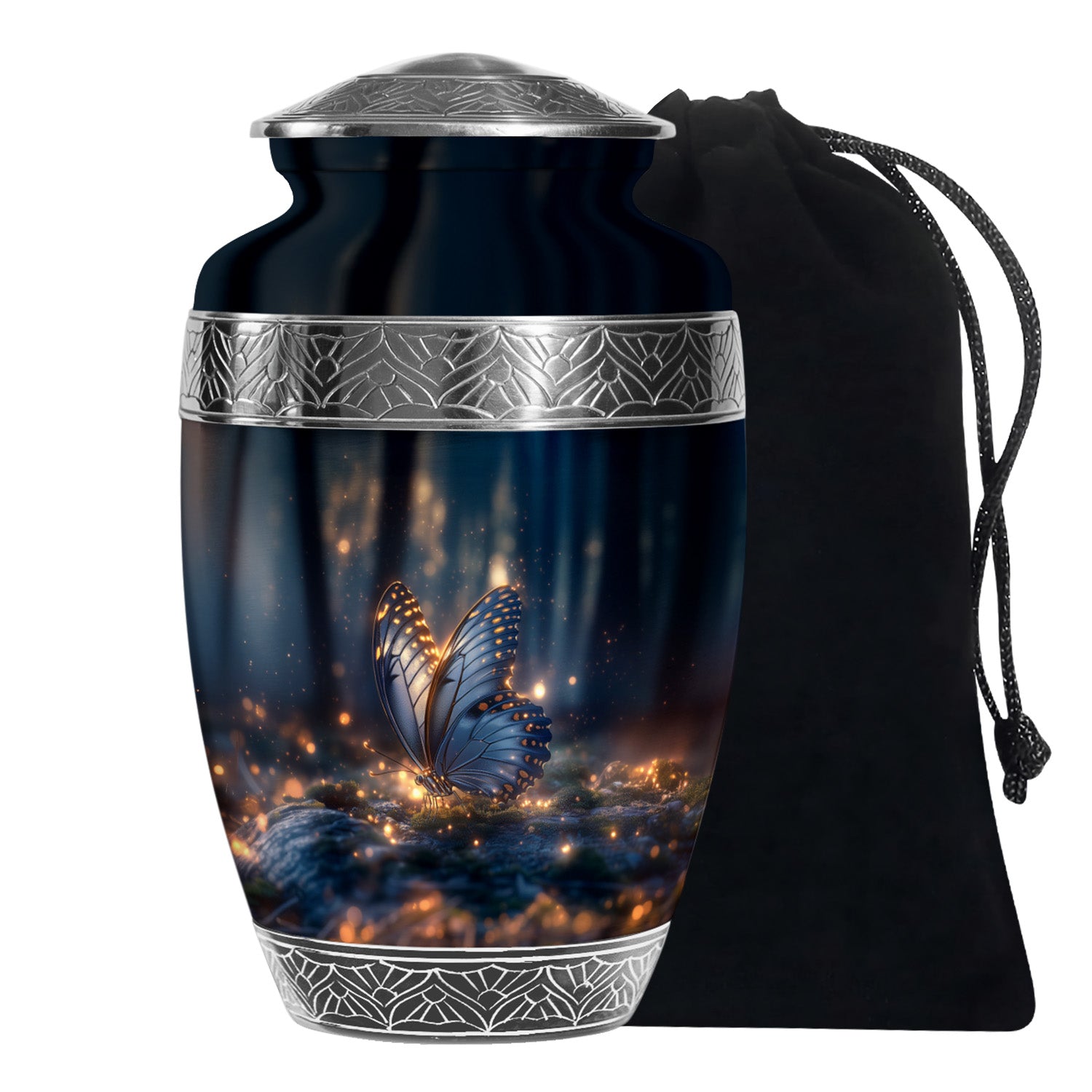 Mystic Grey Butterfly Urn For Mom And Dad - Funeral Urn For Loved Ones