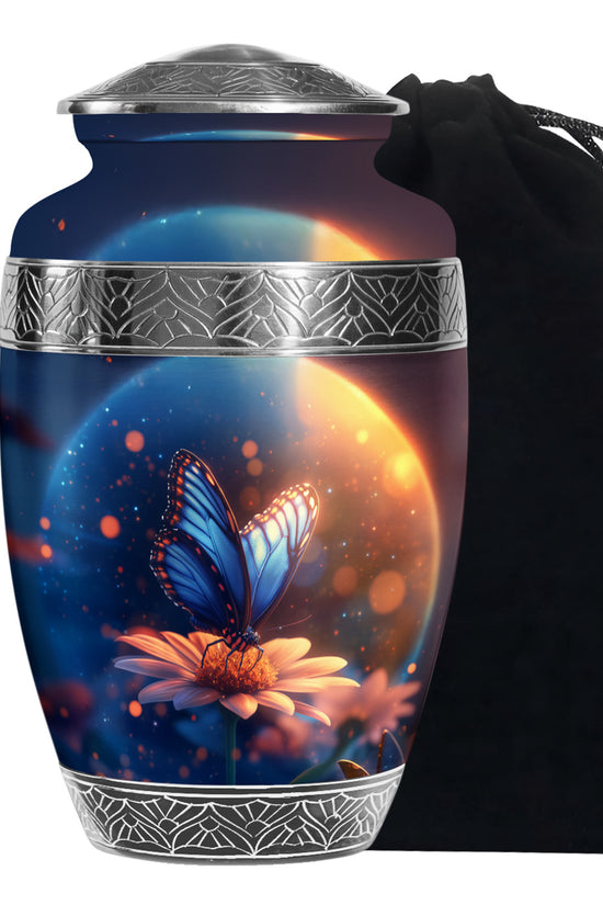 Bule Butterfly Urn For Mom - Sun Flower Cremation Urn For Ashes
