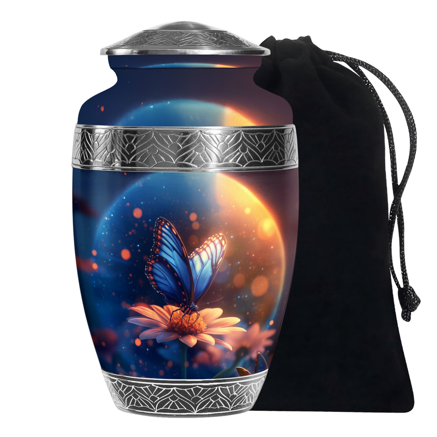 Bule Butterfly Urn For Mom - Sun Flower Cremation Urn For Ashes