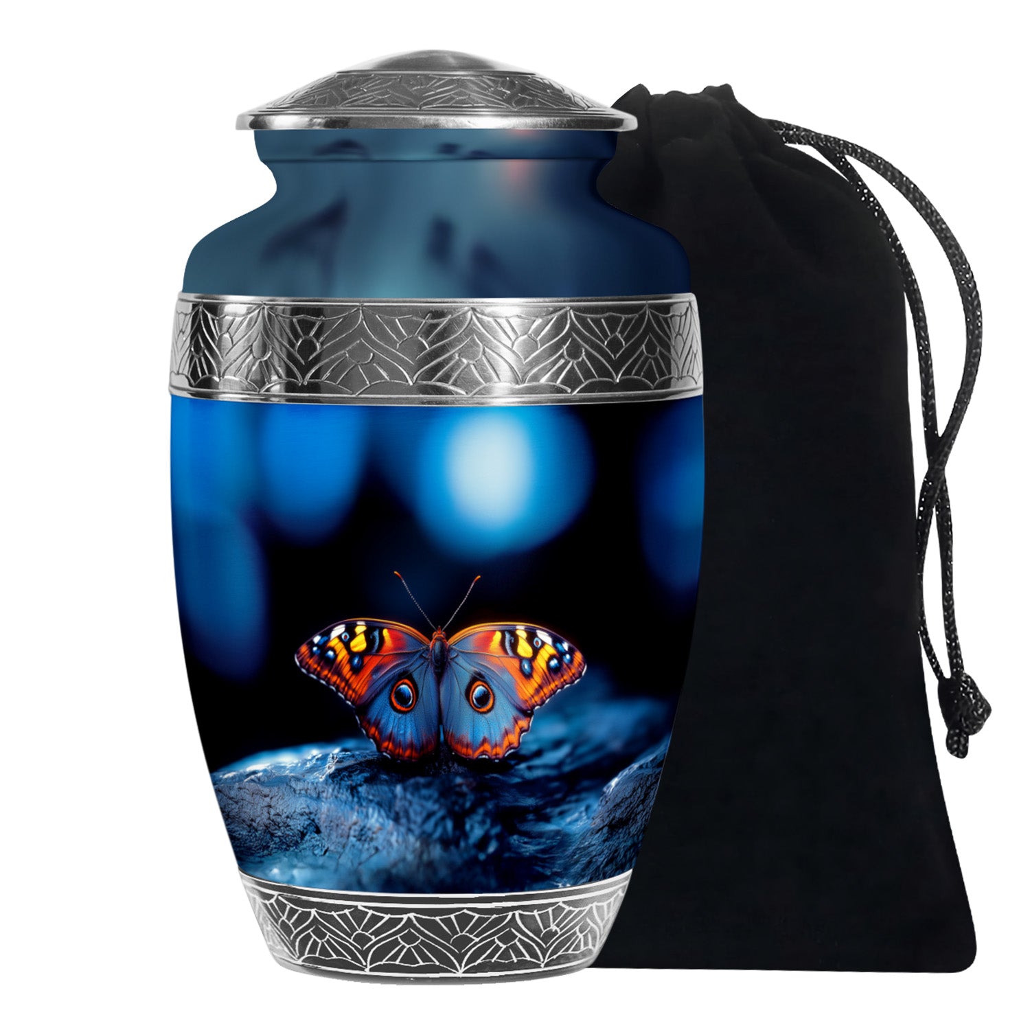 Unique Butterfly Funeral Ashes Urn - Blue Cremation Urn For Ashes