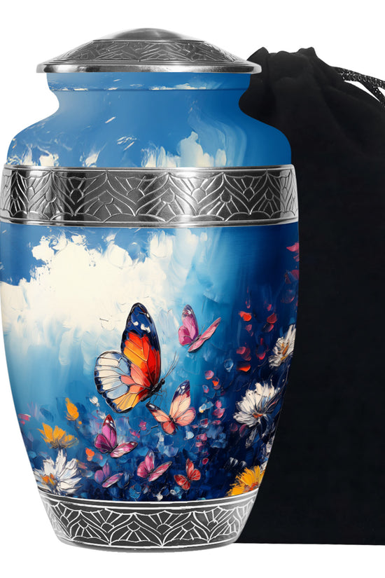 Butterflies Artwork Urn Memorial - Colorful Butterfly Urn for Funeral