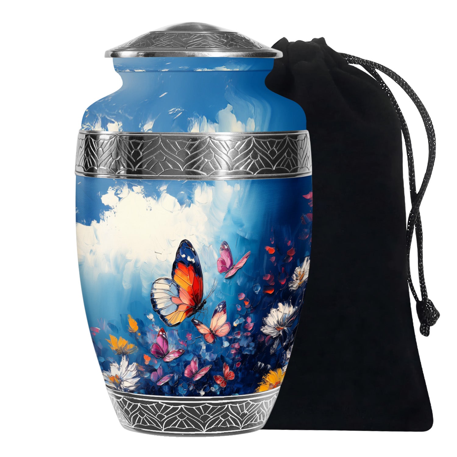 Butterflies Artwork Urn Memorial - Colorful Butterfly Urn for Funeral