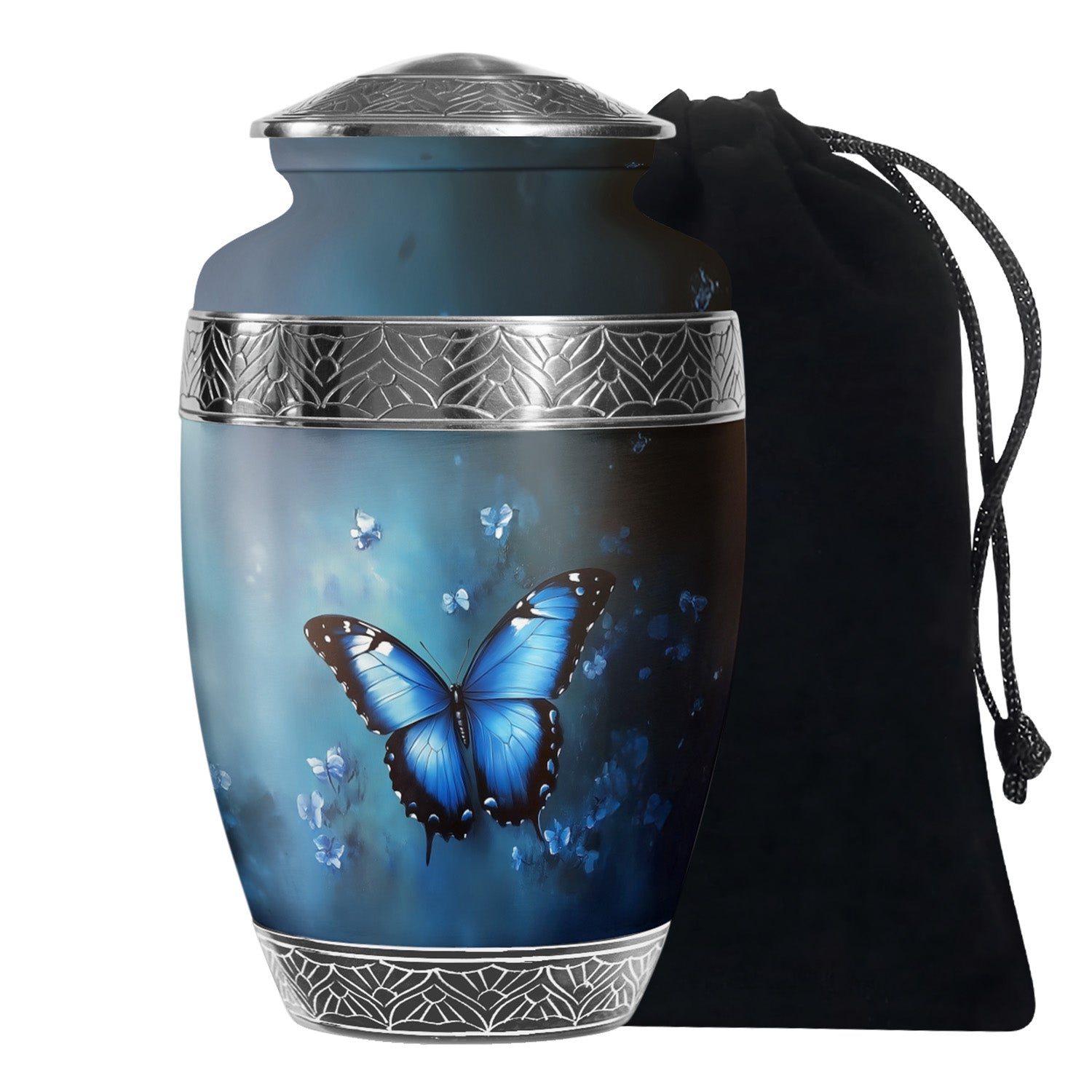 Blue Butterfly Cremation Ashes Urn - Funeral Urn For Men & Women