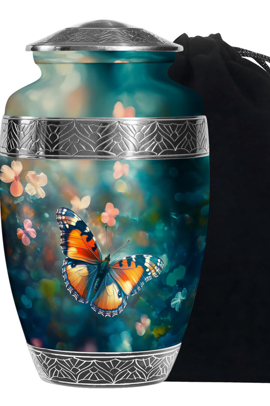 Orange Monarch Butterfly Cremation Urn - Urn For Ashes For Mom