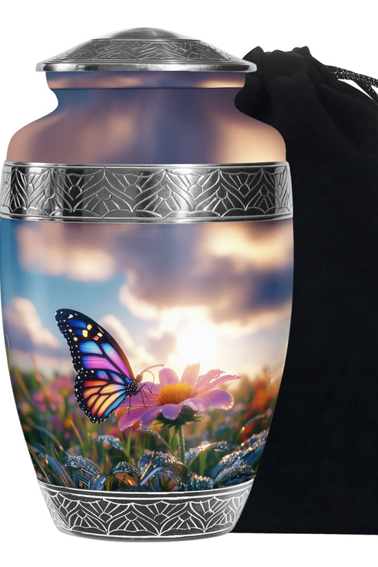 Colorful Butterfly Cremation Urn For Ashes - Punk Flower Urn Memorial