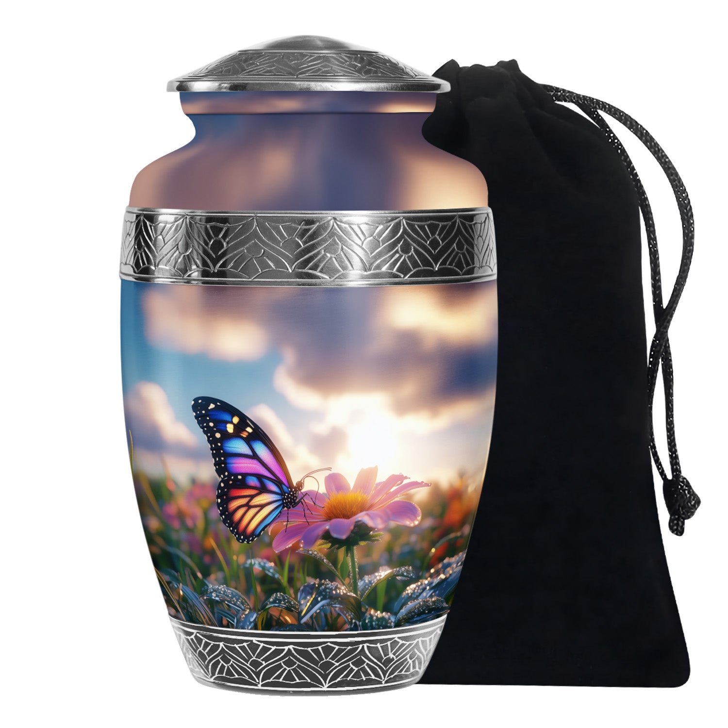 Colorful Butterfly Cremation Urn For Ashes - Punk Flower Urn Memorial