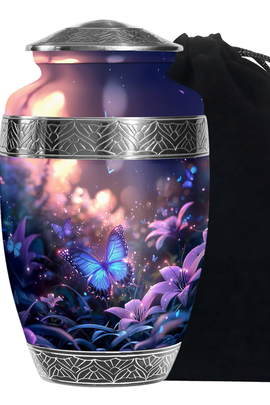 Blue Butterfly Urn For Burial - Beautiful Memorial Urn For Men & Women