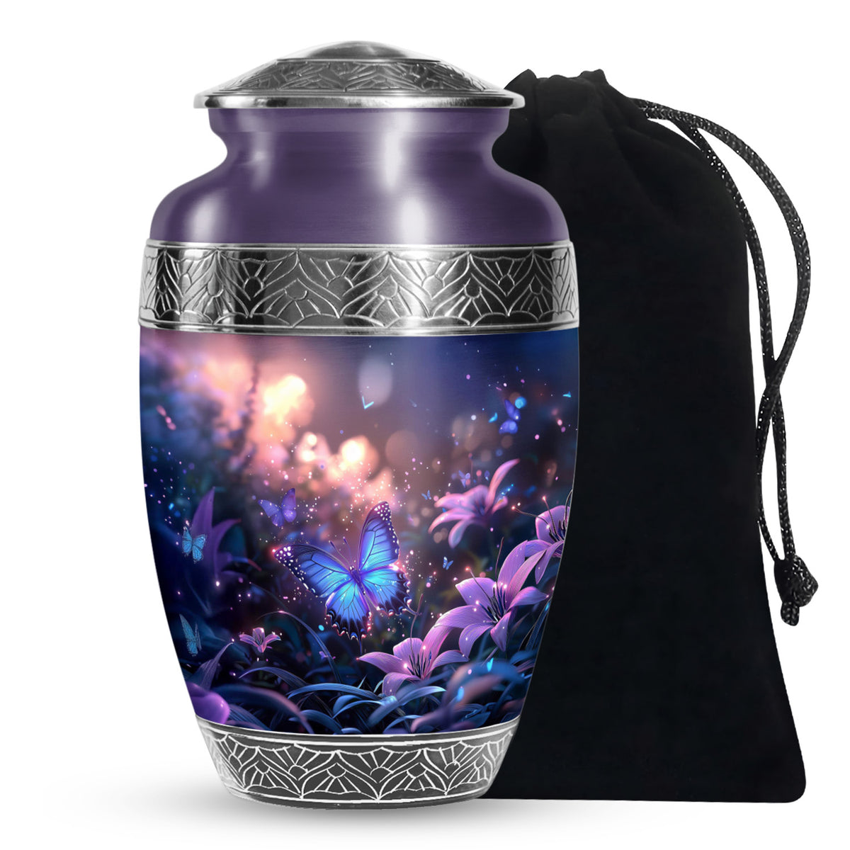 Blue Butterfly Urn For Burial - Beautiful Memorial Urn For Men & Women