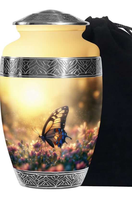 Yellow Monarch Butterfly Urn For Ashes - Burial Urns For Humans