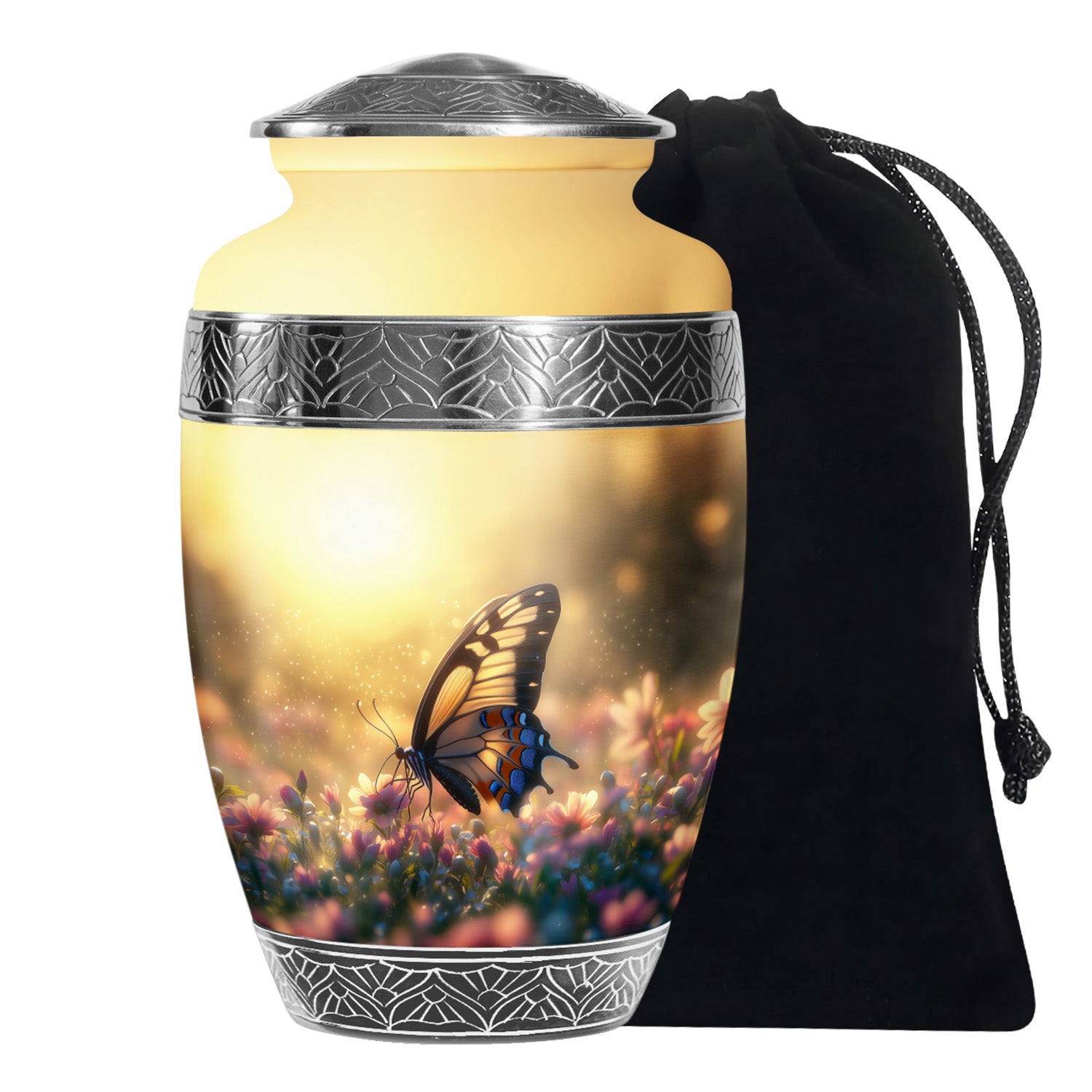 Yellow Monarch Butterfly Urn For Ashes - Burial Urns For Humans