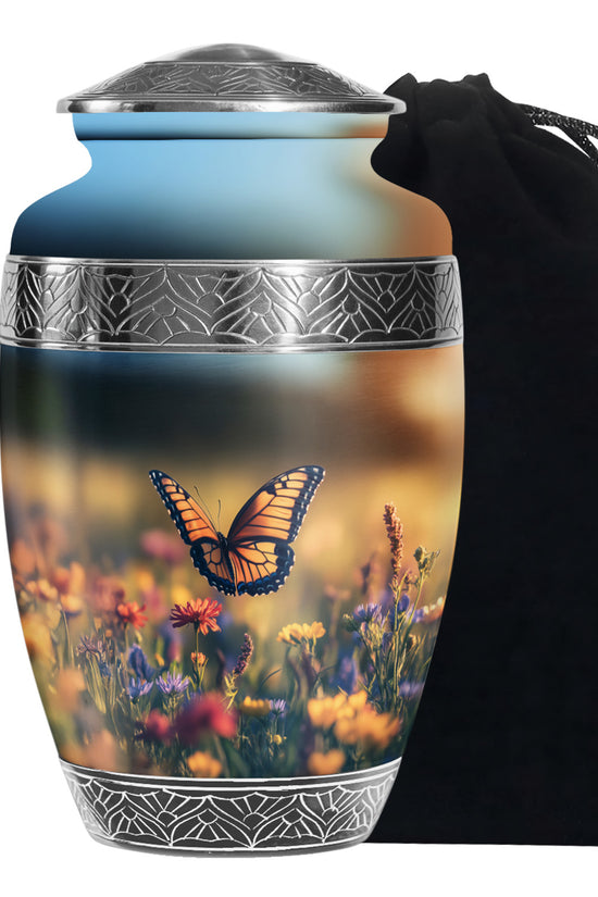 Monarch Butterfly Urn For Mother - Floral Fields Urns For Loved Ones