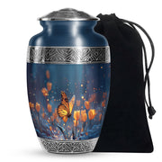 Moonlit Monarch Butterfly Urn - Tulip Floral Urn For Cremation
