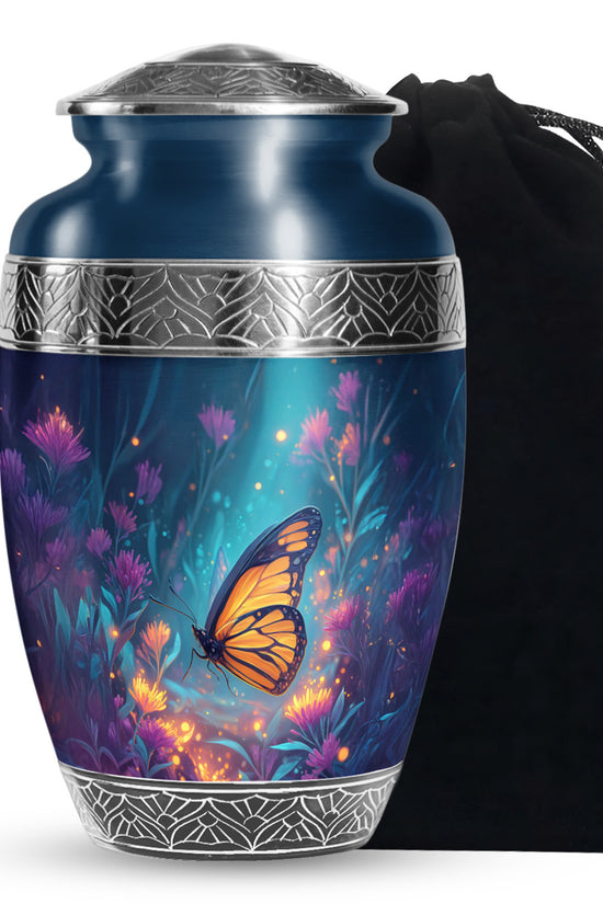 Orange Monarch Butterfly Urn For Mother - Colorful Forest Urns