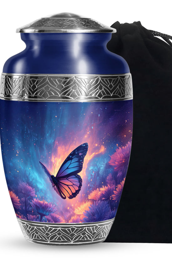 Cosmic Butterfly Cremation Urn - Memorial Urn for Mom or Dad