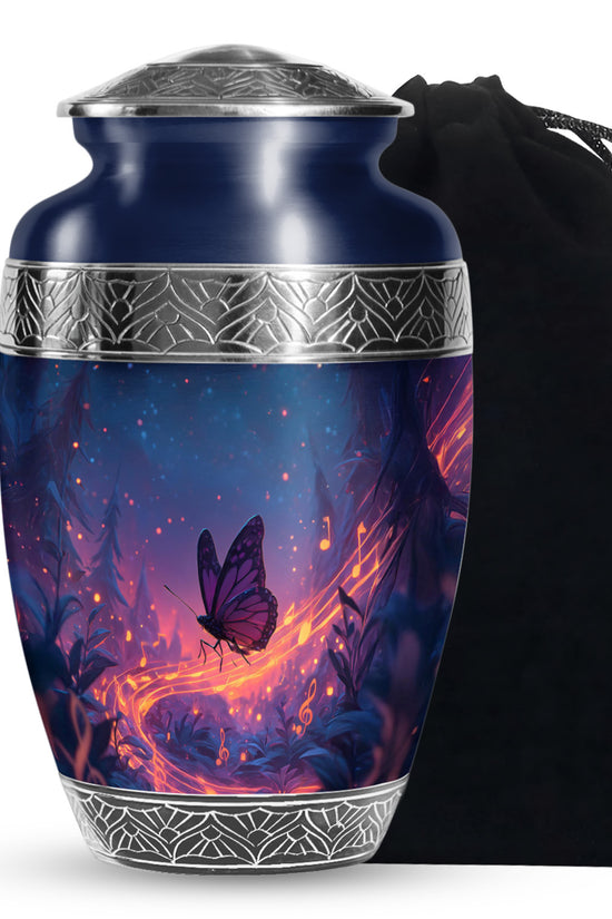 Dark Blue Butterfly Cremation Urns For Burial - Cremation Urn For Adults