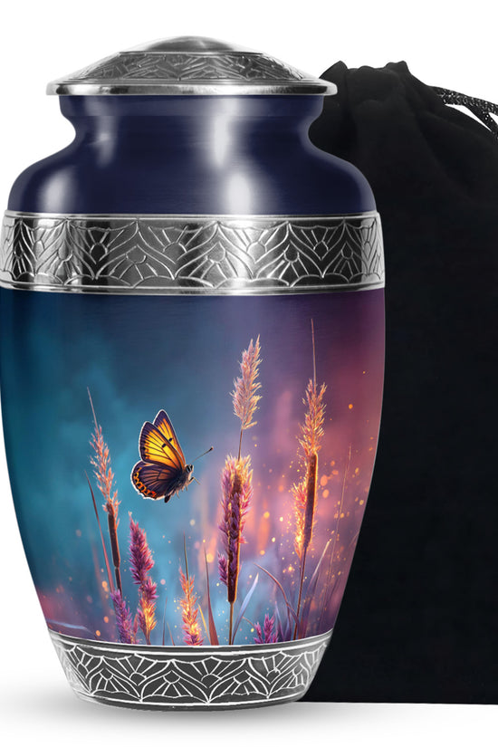 Butterfly Cremation Urn for Human Ashes - Dark Blue Memorial Urn