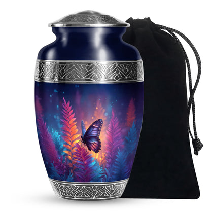 Purple Butterfly Burial Urn - Large Funeral Urns For Mom Ashes