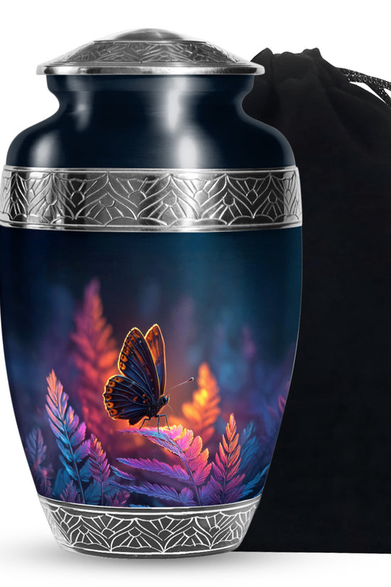Butterfly On Flower Scenic Urn - Large Cremation Urns For Women Ashes