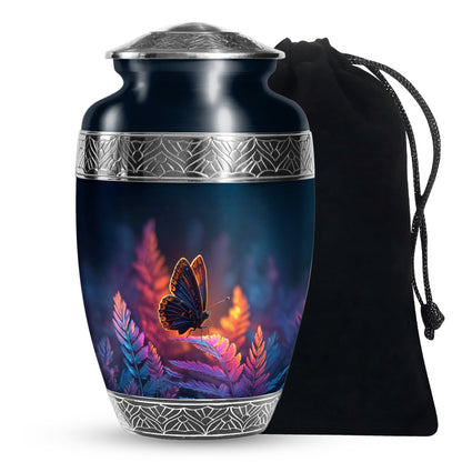 Butterfly On Flower Scenic Urn - Large Cremation Urns For Women Ashes
