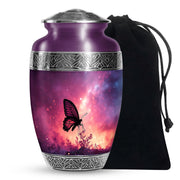 Pink Butterfly & Flower Burial Container - Large Urns For Mom Ashes