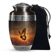 Orange Butterfly Cremation Urn - Large Funeral Urns For Mom's Ashes