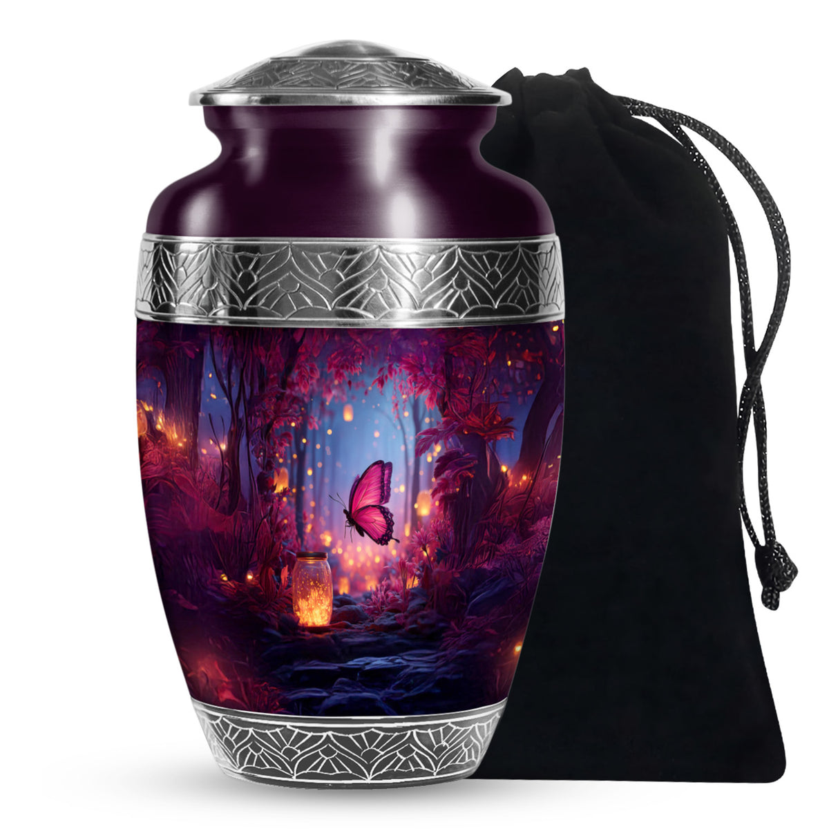 Blue Butterfly Cremation Urn - Decorative Urns For Adult Female Mom