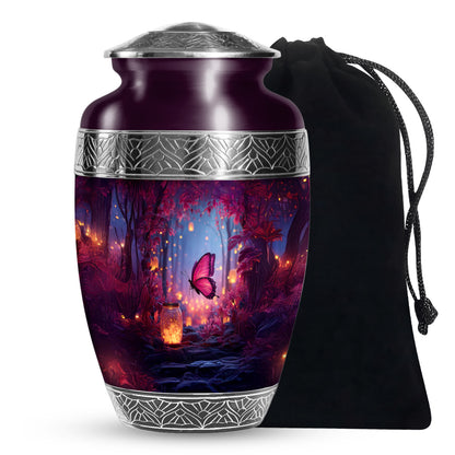 Blue Butterfly Cremation Urn - Decorative Urns For Adult Female Mom