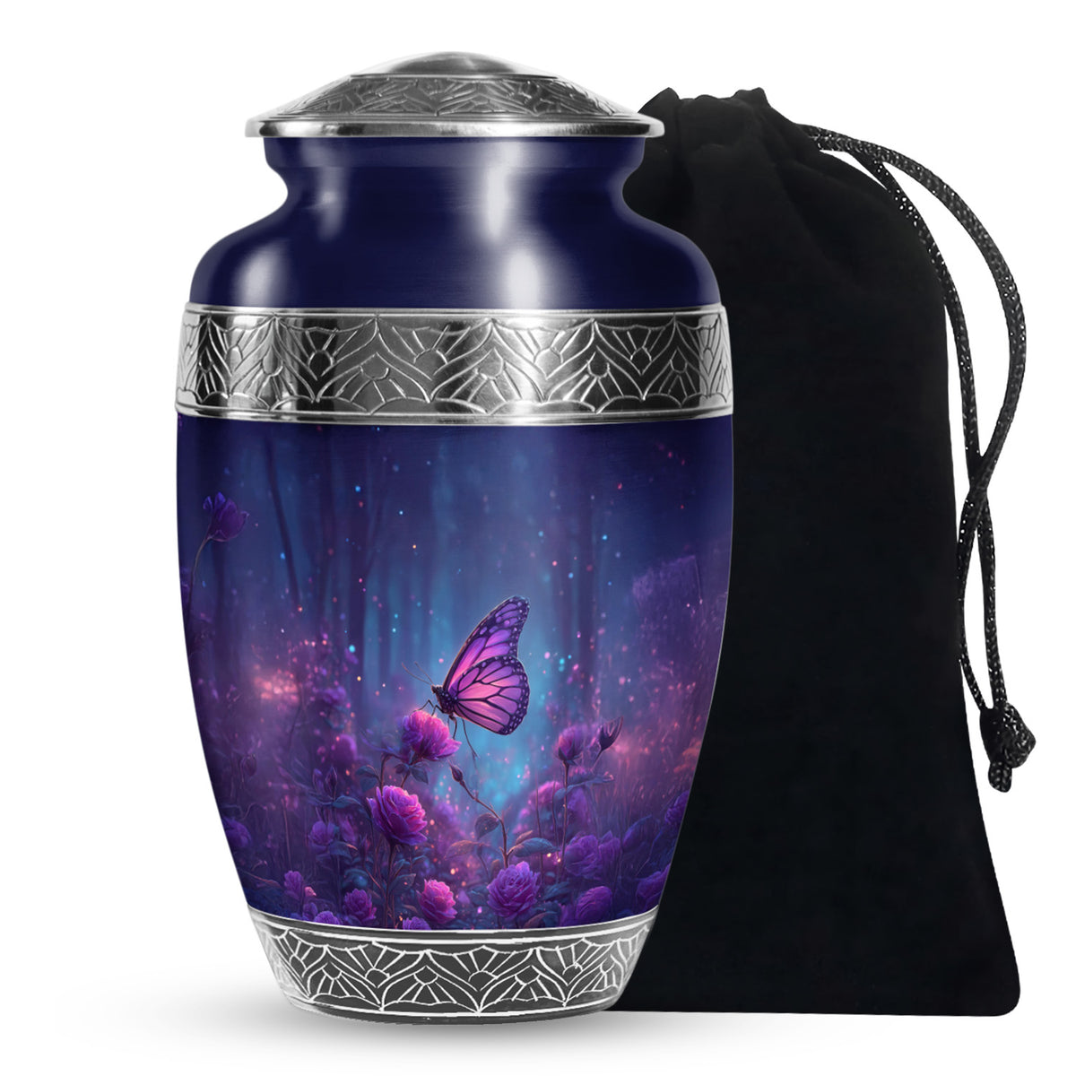 Purple Butterfly Night Burial Urn - A Peaceful Tribute For Women Ashes