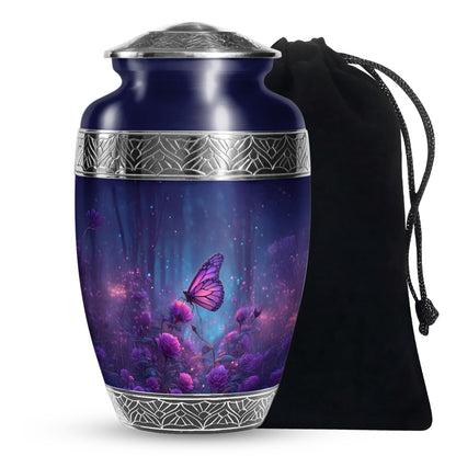Purple Butterfly Night Burial Urn - A Peaceful Tribute For Women Ashes