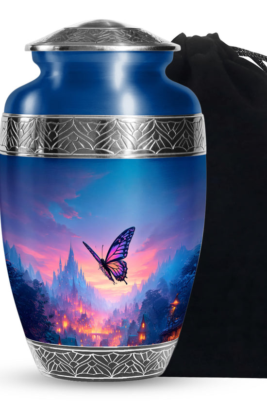 Blue Flying Butterfly Urns - Beautiful Cremation Urns For Mom Ashes