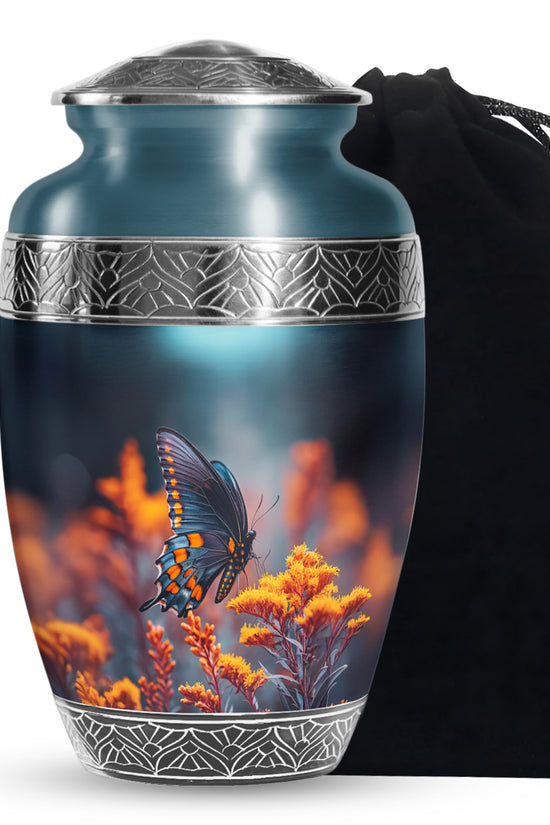 Colorful Butterfly On Flower - Beautiful Urns For Mom Ashes