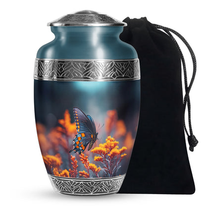 Colorful Butterfly On Flower - Beautiful Urns For Mom Ashes