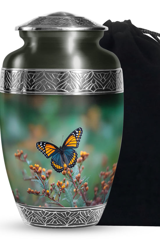 Orange Butterfly Cremation Urn - Small Urn For Ashes Keepsake Mom