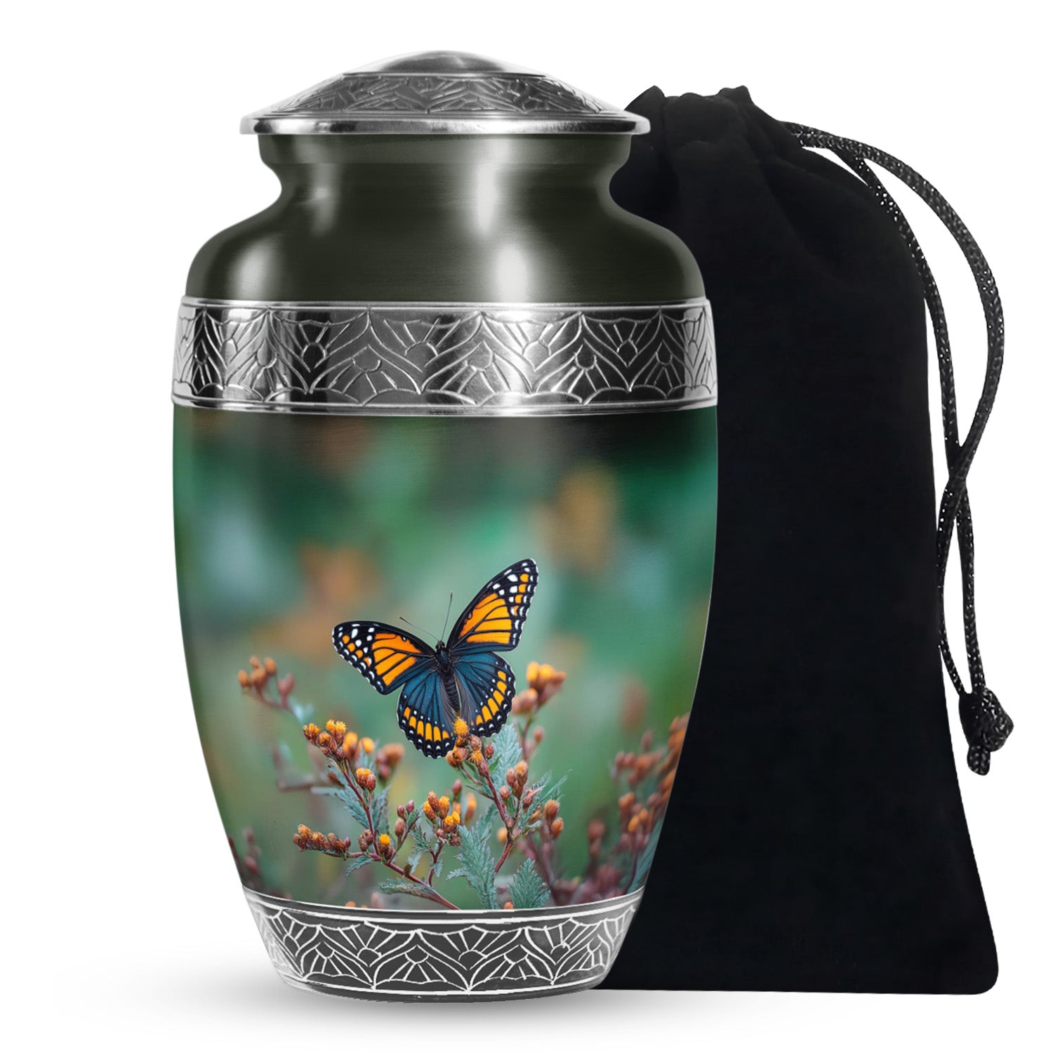 Orange Butterfly Cremation Urn - Small Urn For Ashes Keepsake Mom