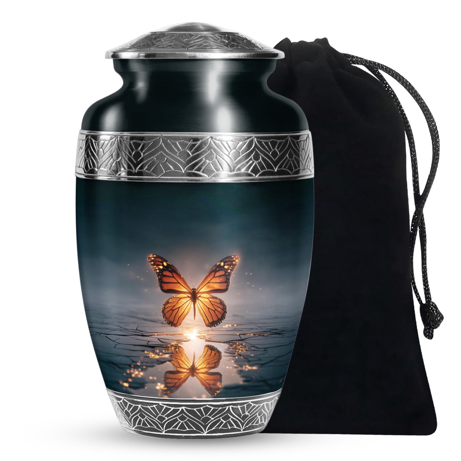 Colorful Butterfly On Flower Urn - Urn For Human Ashes Adult Women
