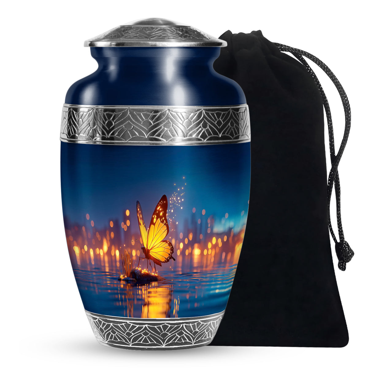 Beautiful Elegant Golden Butterfly Urn - Urns For Adult Female Mom
