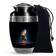 Black Glowing Butterfly Urn - Cremation Urns For Women Ashes