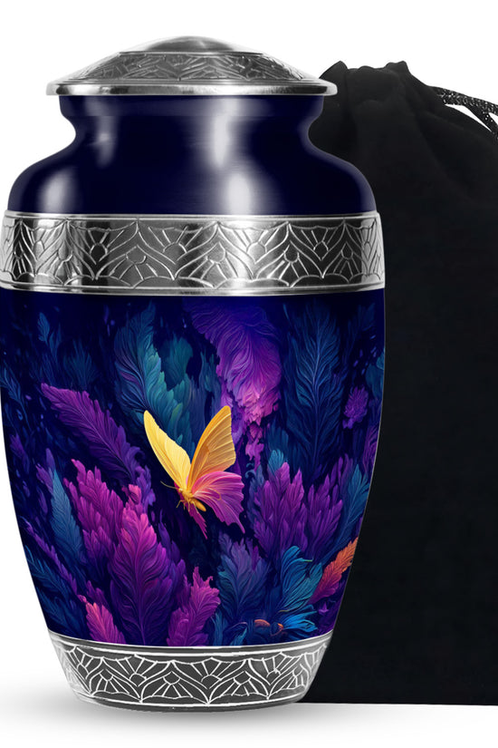 Yellow Butterfly Cremation Urn - Large Urns For Mom Funeral Ashes