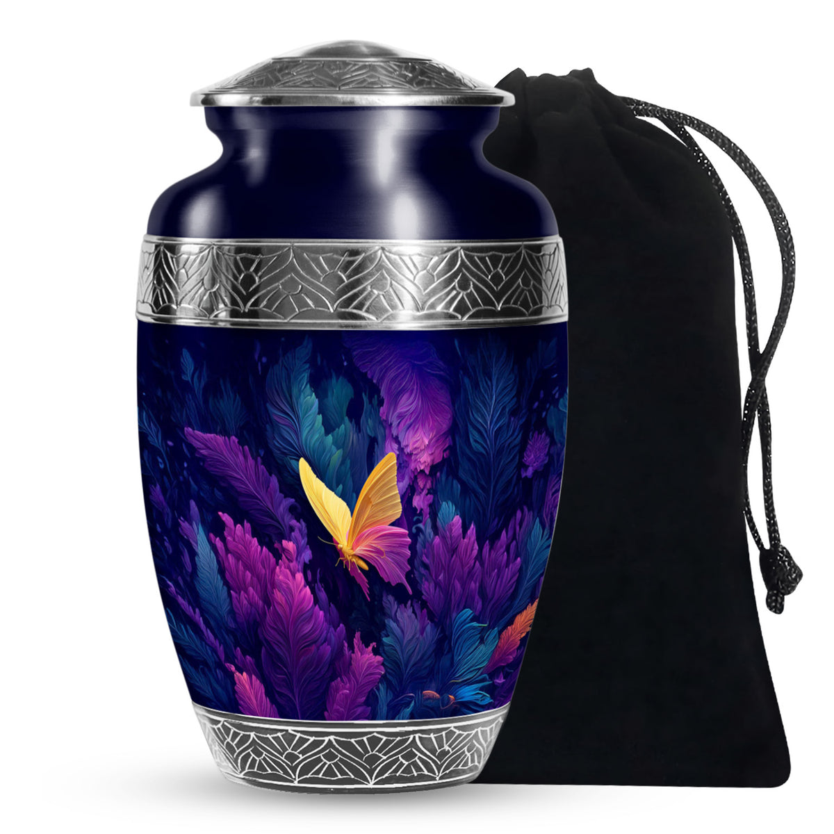 Yellow Butterfly Cremation Urn - Large Urns For Mom Funeral Ashes