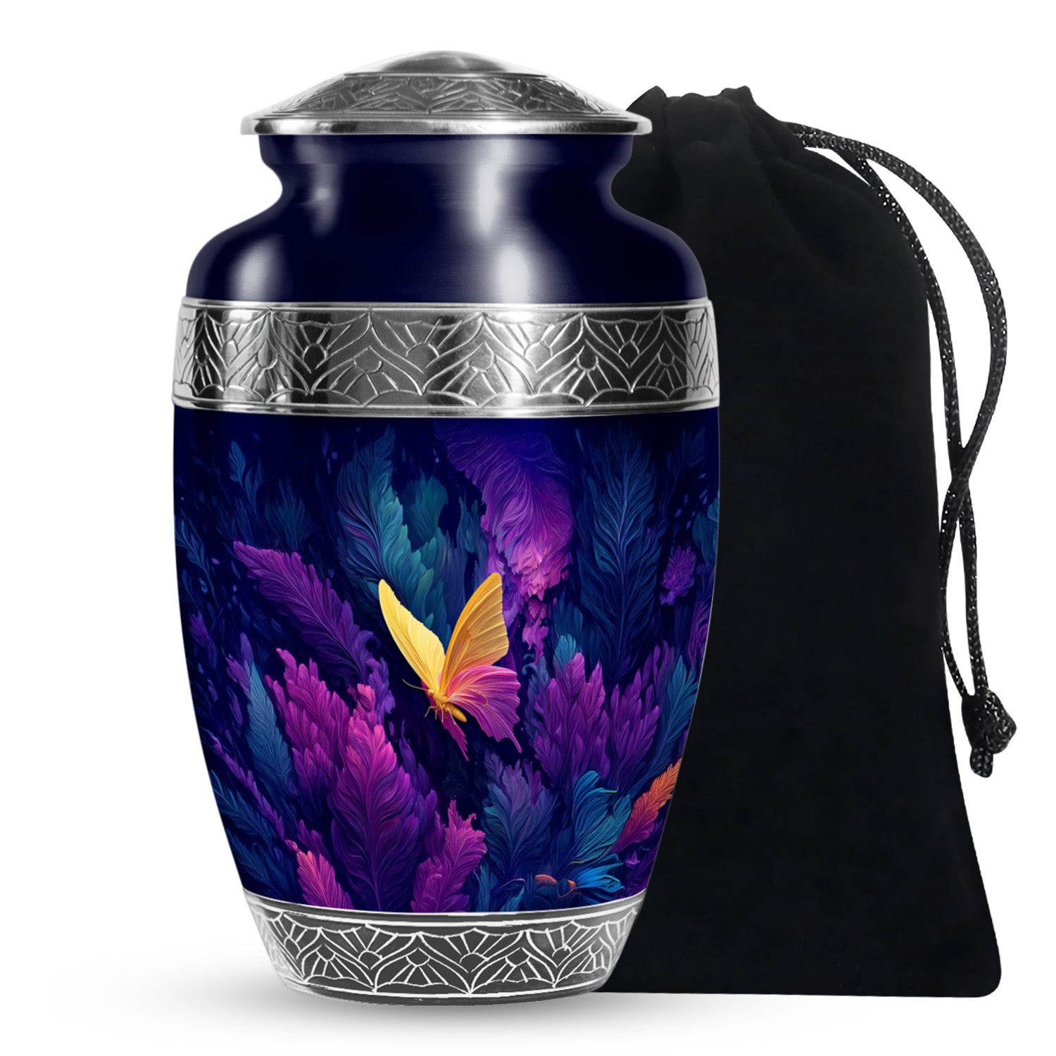 Yellow Butterfly Cremation Urn - Large Urns For Mom Funeral Ashes