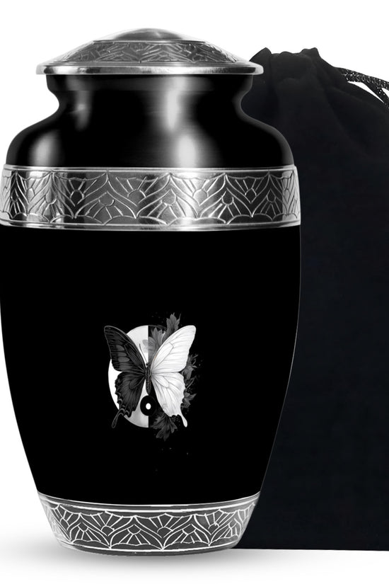 Black & White Butterfly Urn - Unique Decorative Urns For Human Ashes