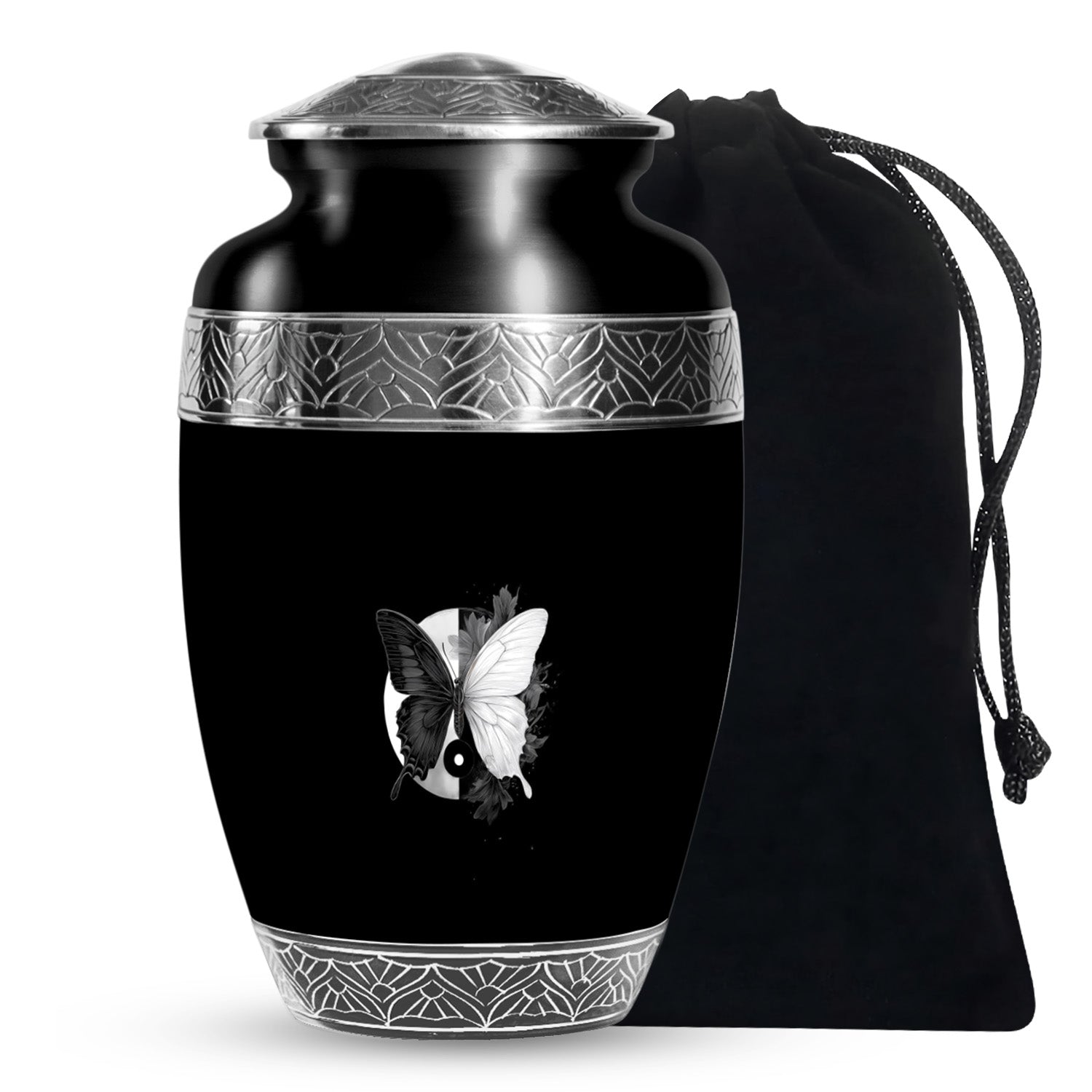Black & White Butterfly Urn - Unique Decorative Urns For Human Ashes
