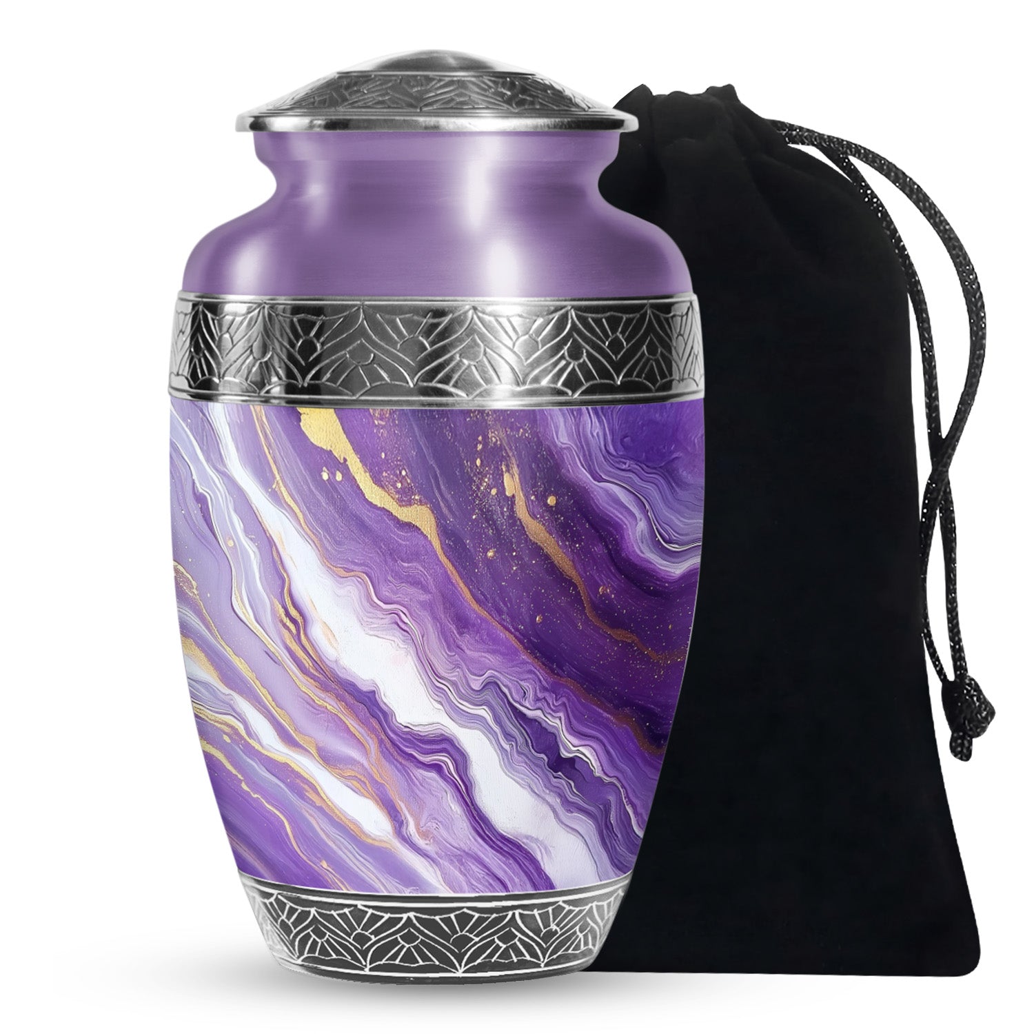 Beautiful Purple Marble Urn for Ashes – Durable Aluminum Memorial Urn