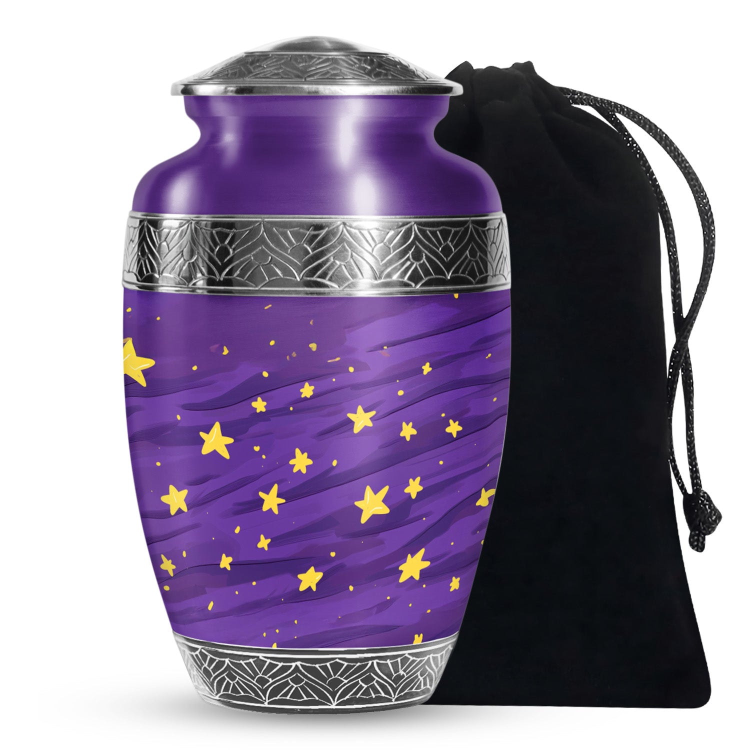 Celestial Galaxy Urn for Ashes – Purple Star Themed Memorial Urn