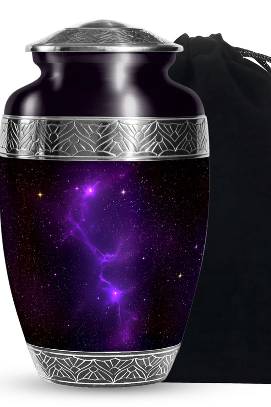 Galaxy Themed Funeral Urn – Elegant Purple Nebula Urn for Human Ashes