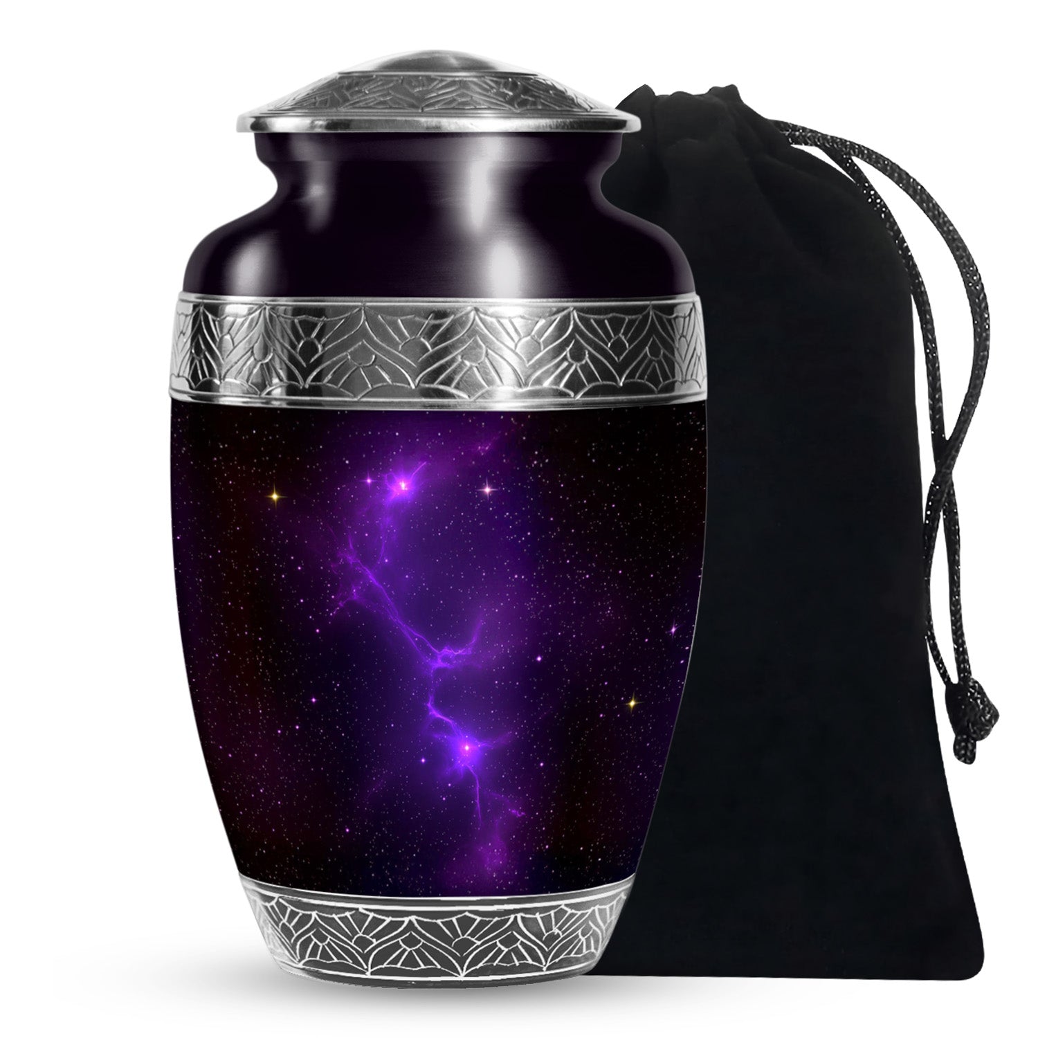 Galaxy Themed Funeral Urn – Elegant Purple Nebula Urn for Human Ashes