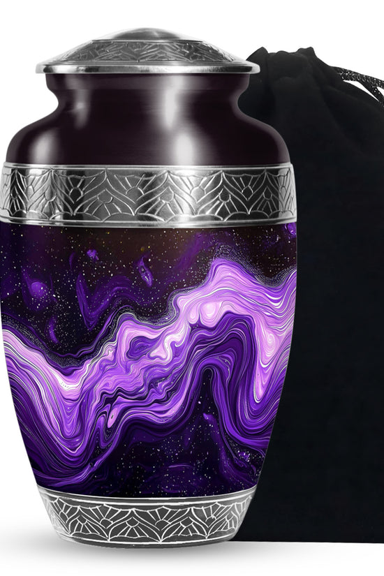 Premium Purple Swirl Cremation Urn - Beautiful Memorial Ashes Container