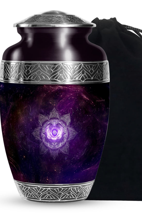 Decorative Purple Cosmic Urn – Mandala Design Urn for Human Ashes