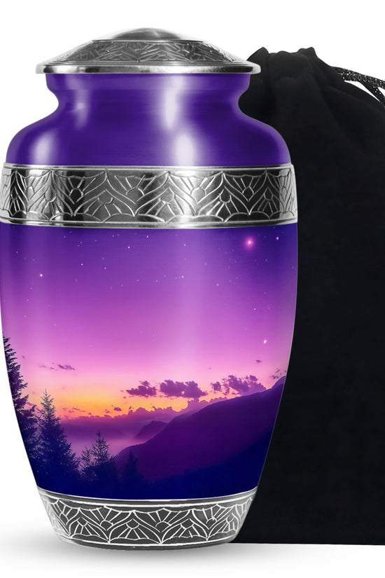 Premium Cremation Urn with Sunset Landscape – Unique Decor Urns